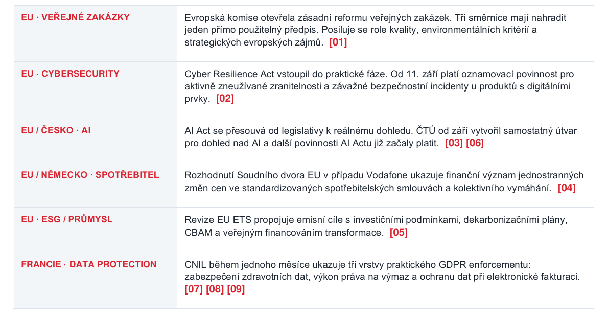 Ukázka executive briefingu EU strategického reportu