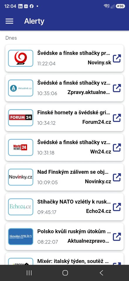 Alerty v mobilní aplikaci MAXIMUS